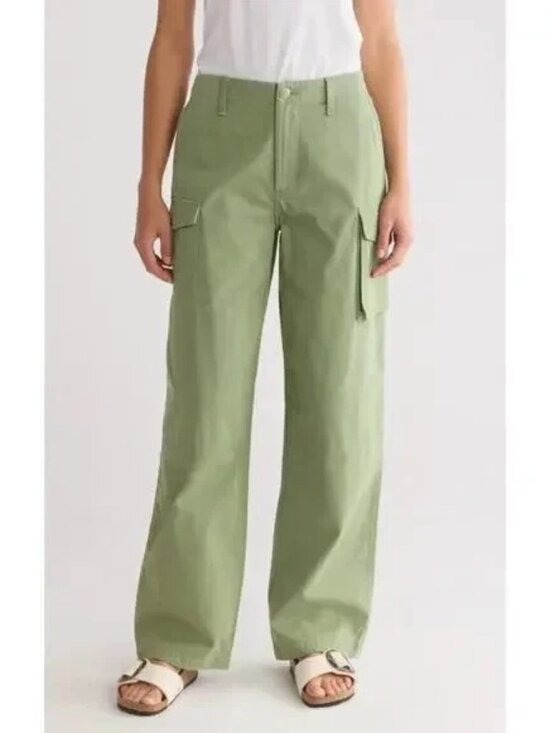 rag & bone Pants - NWOT Rag & Bone Nora Wide Leg Cargo Utility Pant 100% Cotton Olive Army Green 30